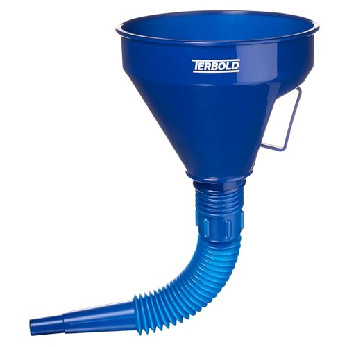 Automotive Flex Funnel with Hose | Wide Mouth Flexible Oil Funnel for Automotive Use - Gas, Transmission Fluid, Car Fuel, Oil Change (Blue) - color: Blue