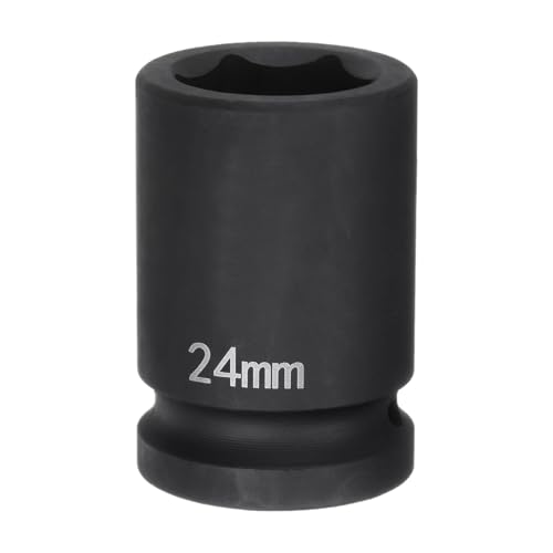 HARFINGTON 6-Point Impact Socket 3/4" Drive 24mm Metric 40Cr Alloy Steel Spindle Axle Nut Impact Socket - size: 24mm