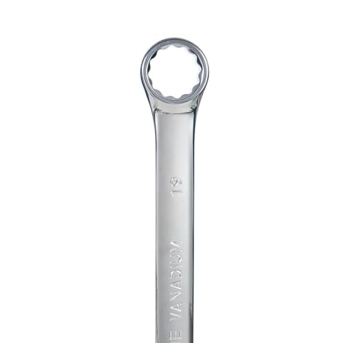 BLACK CANYON Metric 19mm Combination Wrench, 12-Point Box End & Hex Opening Design, Polished Steel - size: 19 mm