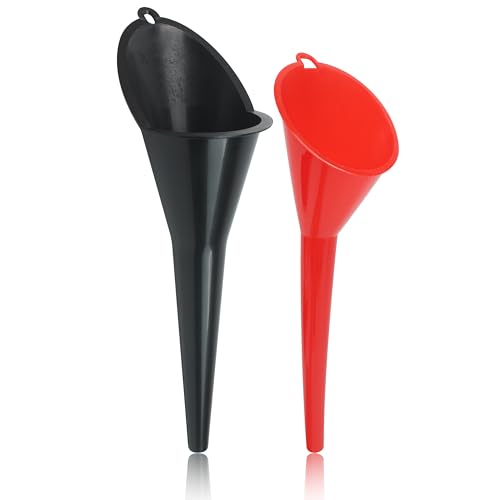 2pcs Long Skinny Neck Oil Funnel for Automotive Transmission Fluid, Multi-Function for Change Car Motorcycle Engine Kerosene Diesel Fuel Lubricant Water Liquids Filling, Thin Nose, Spill Free