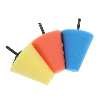 3pcs Car Wheel Polishing Sponge Cone Pads Yellow Drill Buffing Pads and Car Surface Buffing