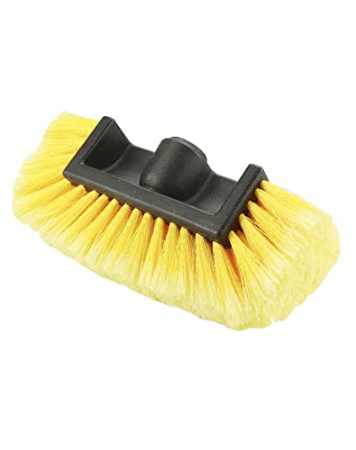 QWORK 10in Car Wash Brush Head with Soft Bristle, for Cleaning Decks, Trucks, Car, RV, Boats, Home Siding, Camper, Yellow
