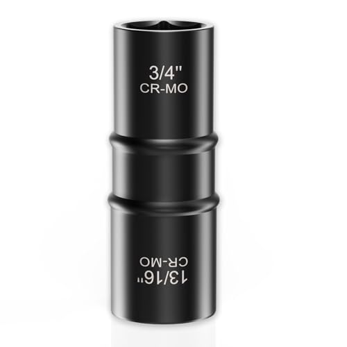 1/2 Inch Drive 3/4" x 13/16" Thin Wall Impact Flip Socket,XEWEA Lug Nut Impact Socket Set Double Ended Thin Wall Nut Sockets CR-MO Twist Removal Tool for Stripped Rusted Bolts - size: 19 mm x 20.5 mm