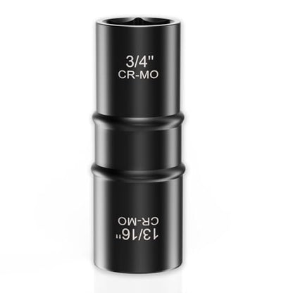 1/2 Inch Drive 3/4" x 13/16" Thin Wall Impact Flip Socket,XEWEA Lug Nut Impact Socket Set Double Ended Thin Wall Nut Sockets CR-MO Twist Removal Tool for Stripped Rusted Bolts - size: 19 mm x 20.5 mm