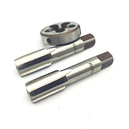 AtticZone M16 x 1.25 Metric Hand Thread Tap and Die Set, Right Hand 16 * 1.25, Alloy Tool Steel, 1 Taper Tap, 1 Plug Tap, 1 Round Die for Metal Working DIY Industrial - size: M16x1.25