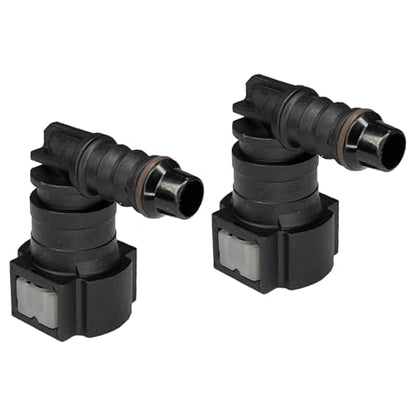 2PCS Fuel Line Quick Connector, 90° Elbow Quick Connect Fuel Line Fittings Repair Kit, High Pressure Oil Pump Fuels Hose Pipe Quickly Connect Plug for 3/8 SAE to 5/16 ID Nylon Tubing（Elbow） - size: Elbow