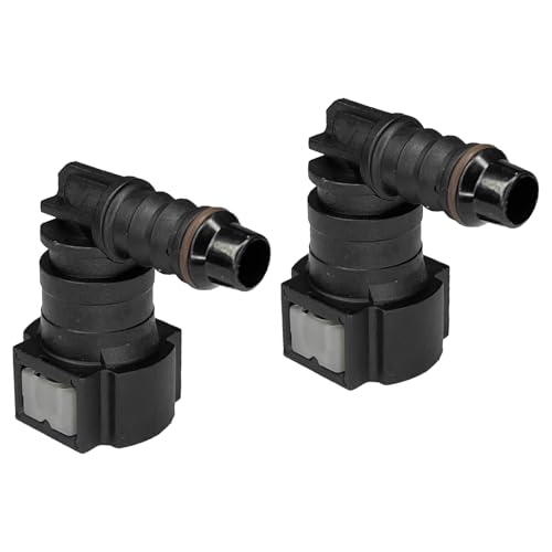2PCS Fuel Line Quick Connector, 90° Elbow Quick Connect Fuel Line Fittings Repair Kit, High Pressure Oil Pump Fuels Hose Pipe Quickly Connect Plug for 3/8 SAE to 5/16 ID Nylon Tubing（Elbow） - size: Elbow