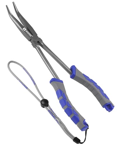Booms Fishing Long Nose Pliers: 11.5" Saltwater & Freshwater Hook Remover for Bass Snook Trout - Corrosion-Resistant PTFE Coated Needle Nose Pliers with Lanyard - XW11 Heavy Duty Fishing Gear & Tool