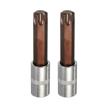 HARFINGTON 2Pcs Torx Bit Socket 1/2" Drive T70 S2 Steel 6 Point Head Long Screwdriver Drill Bits CR-V Steel Socket Adapter for Home Auto Axle Hex Nuts Bolts Repair - size: T70