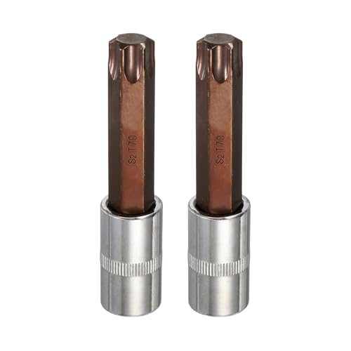 HARFINGTON 2Pcs Torx Bit Socket 1/2" Drive T70 S2 Steel 6 Point Head Long Screwdriver Drill Bits CR-V Steel Socket Adapter for Home Auto Axle Hex Nuts Bolts Repair - size: T70