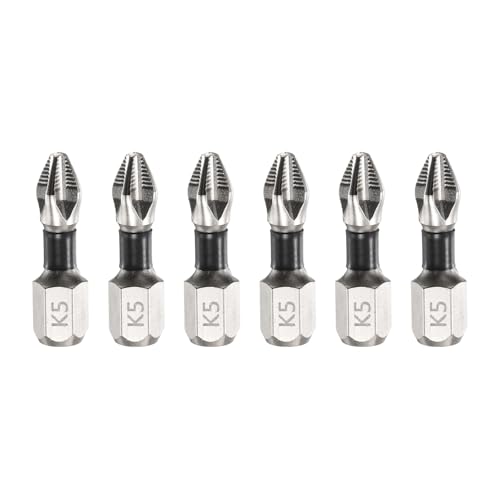 HARFINGTON 6pcs Impact Phillips Screwdriver Bit PH2 (#2) Anti Slip Tip 1/4" Hex Shank 1" (25mm) Long Magnetic Cross Screw Driver Industrial Power Drill Bits for Remove Fastening Screws - size: 1 inch