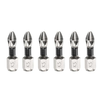 HARFINGTON 6pcs Impact Phillips Screwdriver Bit PH2 (#2) Anti Slip Tip 1/4" Hex Shank 1" (25mm) Long Magnetic Cross Screw Driver Industrial Power Drill Bits for Remove Fastening Screws - size: 1 inch
