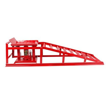 2 Pack Car Ramps 5T 10000lbs Car Ramps for Oil Changes Hydraulic Low Profile Car Lift Service Ramps Truck Trailer Portable Car Ramps for DIY Repair Stores Auto Beauty Stores,Red - size: Red