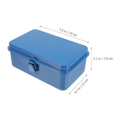 BESTonZON Tool Box Metal Tool Storage Box 7.48 X 4.72 X 3.07 in Mechanics Tools Organizer with Handle and Latch for Car Trunk Workshop Screwdrivers and Wrenches