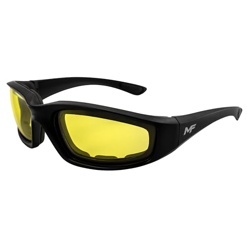 MF MotoFrames Payback Padded Motorcycle Sunglasses Black Frames - color: Black Frame/Yellow Lens