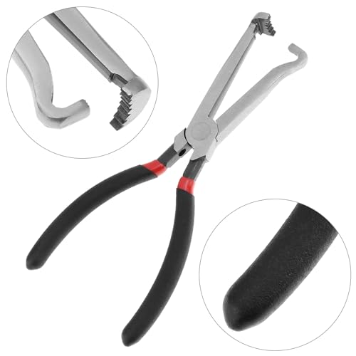 QWORK Electrical Disconnect Pliers Set - 8" Fuel Line Petrol Clip, Automotive Tools Electrical Connector Tool & Safety Wire Pliers, for Push Tab Style Plugs