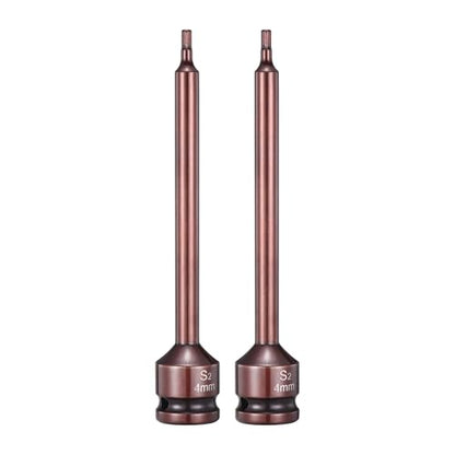 HARFINGTON 2pcs Impact Hex Bit Socket 1/2" Drive 4H (4mm) Hex Bits 6" Length S2 Steel Metric Impact Wrench Socket Adapter Tool for Automotive Repair Industrial Construction and Home DIY - size: H4 x 1/2" x 6"