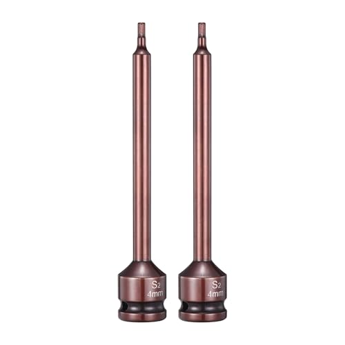 HARFINGTON 2pcs Impact Hex Bit Socket 1/2" Drive 4H (4mm) Hex Bits 6" Length S2 Steel Metric Impact Wrench Socket Adapter Tool for Automotive Repair Industrial Construction and Home DIY - size: H4 x 1/2" x 6"