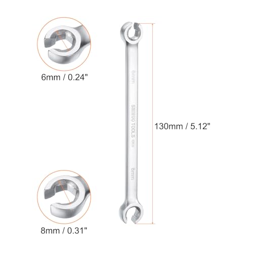 HARFINGTON Flare Nut Wrench 6mm x 8mm CR-V Nickel Plating Wrench for DIY Automotive Repairs and Household Maintenance - size: 6mm x 8mm
