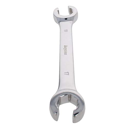 Auniwaig 2PCS 17mm x 19mm Flare Nut Metric Wrench Set,Metric Double Open End High Carbon Steel, Polished Chrome Plated - size: 17x19mm