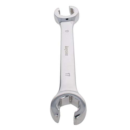 Auniwaig 2PCS 17mm x 19mm Flare Nut Metric Wrench Set,Metric Double Open End High Carbon Steel, Polished Chrome Plated - size: 17x19mm