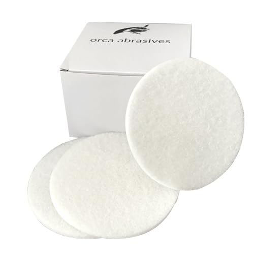 White Buffing and Polishing Pad with Hook and Loop Back | Apply Hard Wax Oils and Stain (20, 5 inch) - size: 5 inch