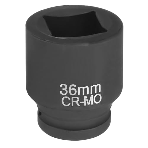 HARFINGTON 4 Point Square Socket 1" Drive 36mm Metric Square Impact Socket CR-MO Blackening Standard Wheel Sleeve Pneumatic Sleeve Tool for Auto Repair Mechanical Maintenance Home Use - size: 1"/36mm