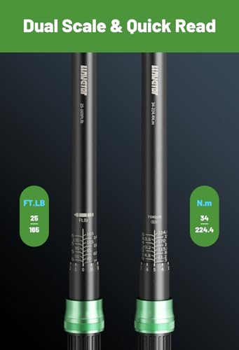 1/2-Inch Drive Click Torque Wrench, 25-165Ft.lb(20-220N.m), 72-Tooth Torque Wrenches with Dual Range Scales, ±3% High Precision Torque Wrench - size: 25-165 ft-lb (1 pc)