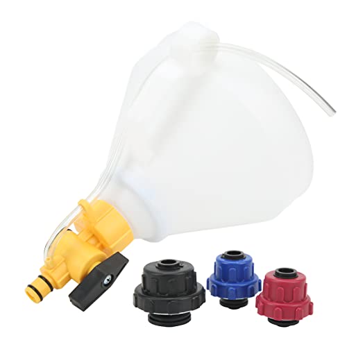 Coolant Filling Funnel Kit, Spill Proof Radiator Funnel with Brass Flow Valve and Air Bleeder Line, for