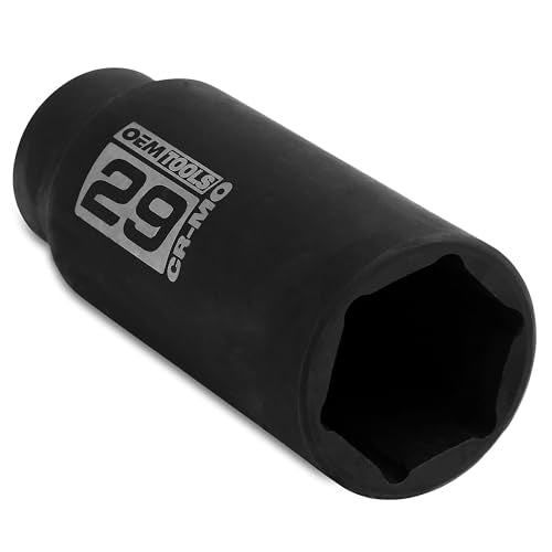 OEMTOOLS 25151 1/2 Inch Drive 29mm Axle Nut Socket | CR-MO 29mm Impact Socket, Black Oxide Finish to Resist Rust, 6 Pt. 29mm Socket, Use for Tune-Ups - size: 29 mm