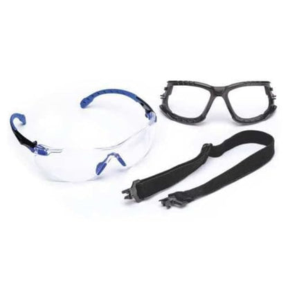 3M Safety Glasses, Solus 1000 Series, ANSI Z87, Scotchgard Anti-Fog, Clear Lens, Green/Black Frame, Removable Foam Gasket and Strap - size: Single, style: Clear Lens, Green/Black Frame With Gasket