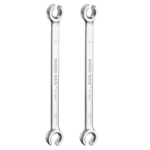 HARFINGTON 2pcs Flare Nut Wrench 8mm x 10mm High Carbon Steel Nickel Plating Wrench for DIY Hand-making Automotive Repairs and Household Maintenance - size: 8mm x 10mm