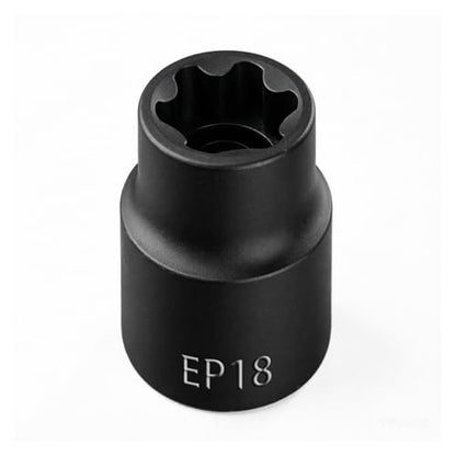 EP Socket EP18, 6 Point 1/2” Dr Female External E-Torx Plus Socket | EP Socket, Female External, E-Torx Plus Socket, External, Cr-V Steel, High Deformation Prevention - size: EP18