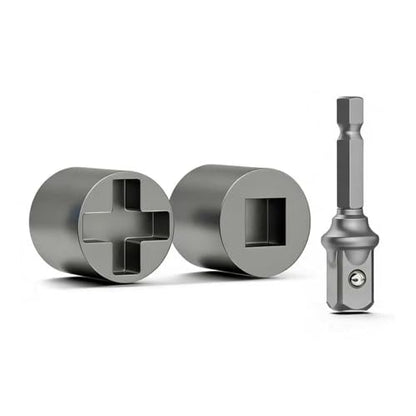3PCS Scissor Jack Adapter for Hand Drill, Thickened Metal Lifting Tool Socket with Conversion Adapter, for Most Handheld Automatic Jacks, for Various Maintenance Scenarios (Silver)