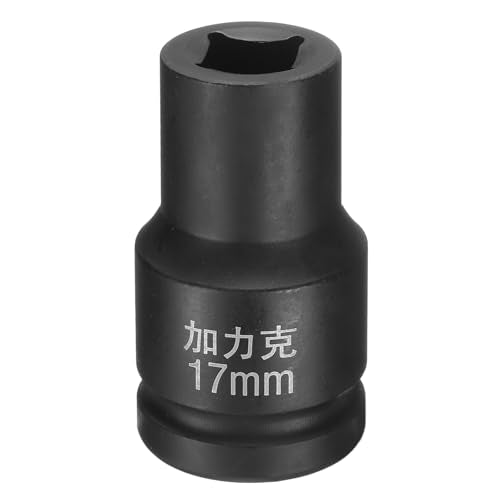 HARFINGTON 4 Point Square Socket 1" Drive by 17mm Metric Square Impact Socket 40CR Blackening Standard Wheel Sockets Pneumatic Socket Tool for Auto Repair Mechanical Maintenance Home Use - size: 17mm