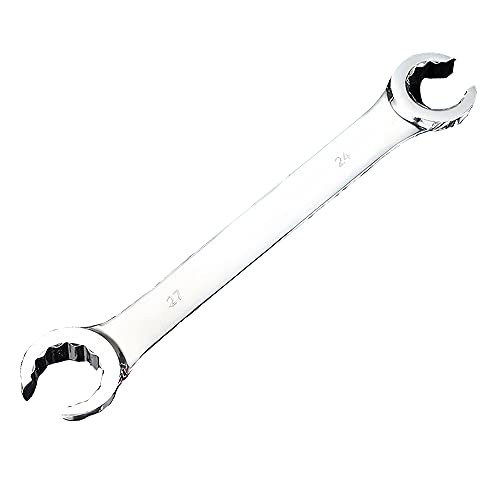 Flare Nut Wrench, Metric Double Open End Offset Fuel Pipe Spanner for Removing or Replacing Nuts (24mm x 27mm) - size: 24mm x 27mm