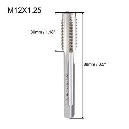 uxcell Metric Machine Tap Left Hand M12 Thread 1.25 Pitch H2 4 Flutes High Speed Steel Screw Thread Taps Tapping Tool - size: M12x1.25