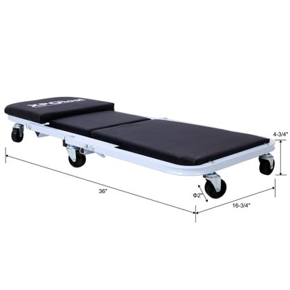 Mechanic Creeper, Garage Gift, 36" Z Creeper Seat, 2 in 1 Mechanic Gifts, 300 lbs Capacity, Low Profile Creeper with 6 pcs Wheels in Garage/Shop for Fathers Day Tool Gift (Grey+Black) - color: Grey+Black