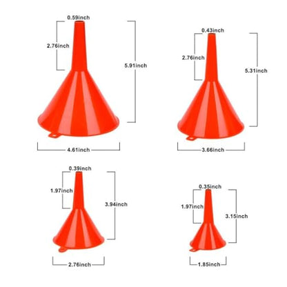 DEDC 8Pcs Funnels for Automotive Use Plastic Oil Gas Funnels Set Multi-Size | Mini Small to Large Funnel for Filling Bottles Automotive Maintenance Household Garage Kitchen Refueling