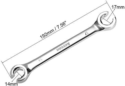 Auniwaig 14mm x 17mm Flare Nut Wrench 0.55 x 0.67 Inch Metric Double Open End Geardrive Flare Nut Wrench for Removing Replacing Nuts 2 Pcs - size: 14x17mm