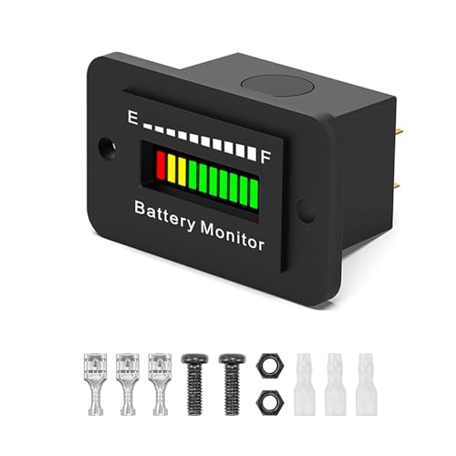 12V 24V 36V 48V 60V 72V Golf Club Cart Battery Monitor Meter for Yamaha EZGO Motorcycle LED Battery Capacity Indicator Meter Waterproof Lead-Acid or Lithium ion Battery Level Indicator Monitor Gauge