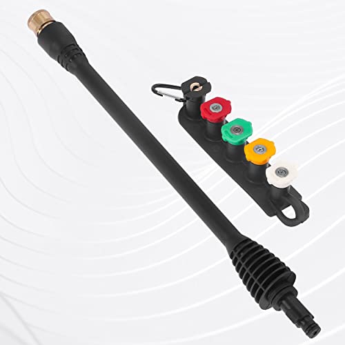FIXFANS Pressure Washer Wand 16 Inch Compatible with Ryobi, Portland, Husky | Replacement Power Washer Wand with 1/4” Quick Connect, 5 Spray Nozzles, 1 Tips Holder, Black - size: 16 Inch