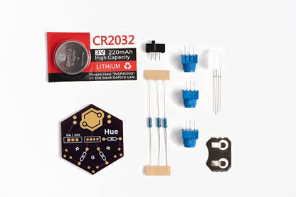 Hue Soldering Kit | DIY Electronics Projects for Beginners | Practice for Students, STEM Classes & Events | Science Project Electronic RGB LED Light Circuit Board with Battery - style: Individual Pack
