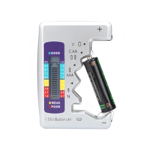 AUNMAS Digital Battery Tester with LCD Display, Universal Battery Capacity Analyzer and Checker for AA/AAA/C/D/9V 1.5V Batteries