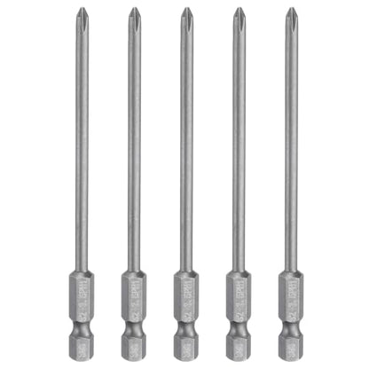 5pcs #1 Phillips Screwdriver Bit PH1 1/4" Hex Shank 4" (100mm) Long Magnetic S2 Steel Industrial Grade Screw Driver Bit Cross Head Electric Drill Bits 0.138" (3.5mm) Rod