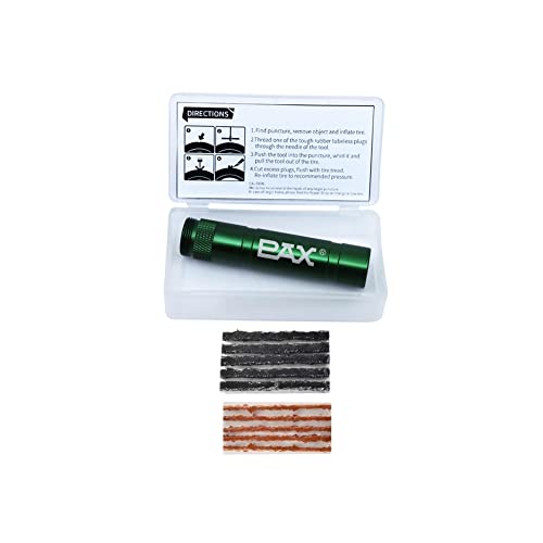 PAX 12 Pcs Tubeless Bike Tire Repair Kit, Includes Storage Canister, Plugger Tool, Plugs-10 Bacon Strips. Fix a Flat Puncture. MTB, Gravel Bike Tires, and Road Bicycle Tires - color: Forest Green
