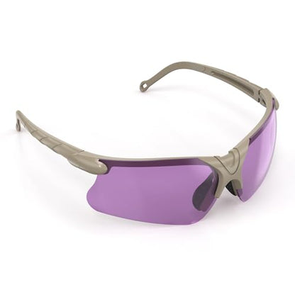 xaegistac Shooting Glasses with Case-Safety Glasses Anti Fog | Z87.1 Certificated Impact Resistance Safety Glasses for Hunting Shooting Sports - color: Purple Lens Khaki Frame