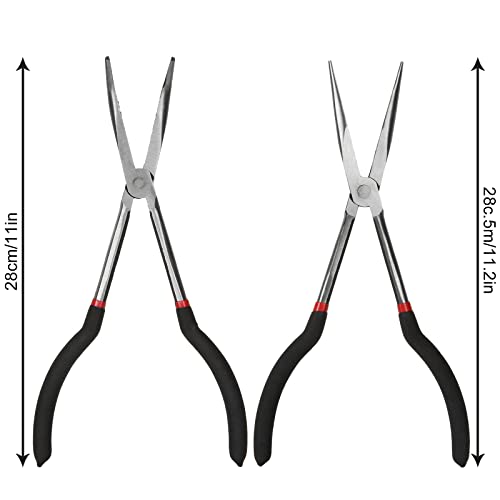 Long Needle Nose Pliers Set - 4 in 1 Bent Needle Nose Pliers 90 Degree - 11 inch Spark Plug Wire Removal Tool for Wire Bending,Shaping,Trimming - style: 4 in 1