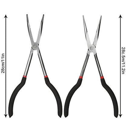 Long Needle Nose Pliers Set - 4 in 1 Bent Needle Nose Pliers 90 Degree - 11 inch Spark Plug Wire Removal Tool for Wire Bending,Shaping,Trimming - style: 4 in 1