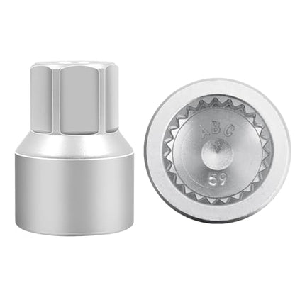 ABC-59 23Pt Outer Ring 4mm Wheel Locking Nut Key for Porsche VW | Wheel Lock Nut Socket Adapter, Anti-Theft Lug Nut Removal Tool, Anti-Theft Screw Remover, Repair Tool, Tyre Fitting, garage - color: ABC-59 Outer ring thickness: 4mm